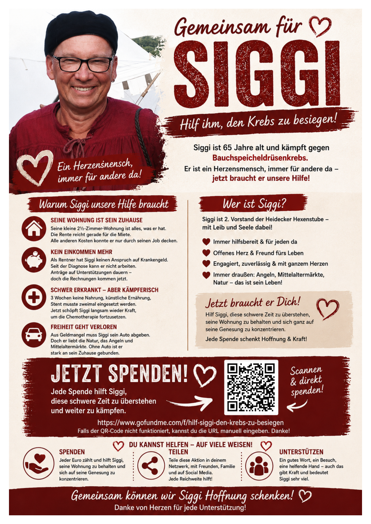 Spendenflyer Gemeinsam für Siggi
